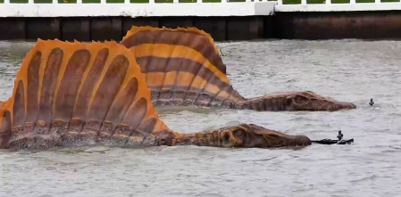 Captan a un Spinosaurus flotando en el río Chao Phraya en Bangkok