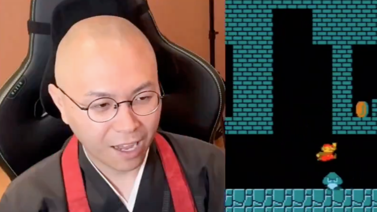 Un monje budista japonés juega a Super Mario Bros y recita un sutra cada vez que “mata” a un enemigo
